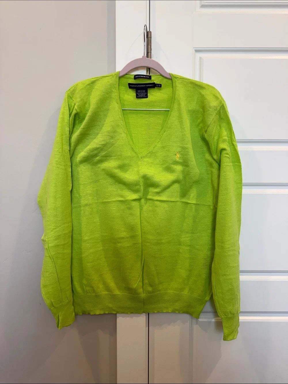 Ralph Lauren Men’s V-Neck Sweater in Lime Green